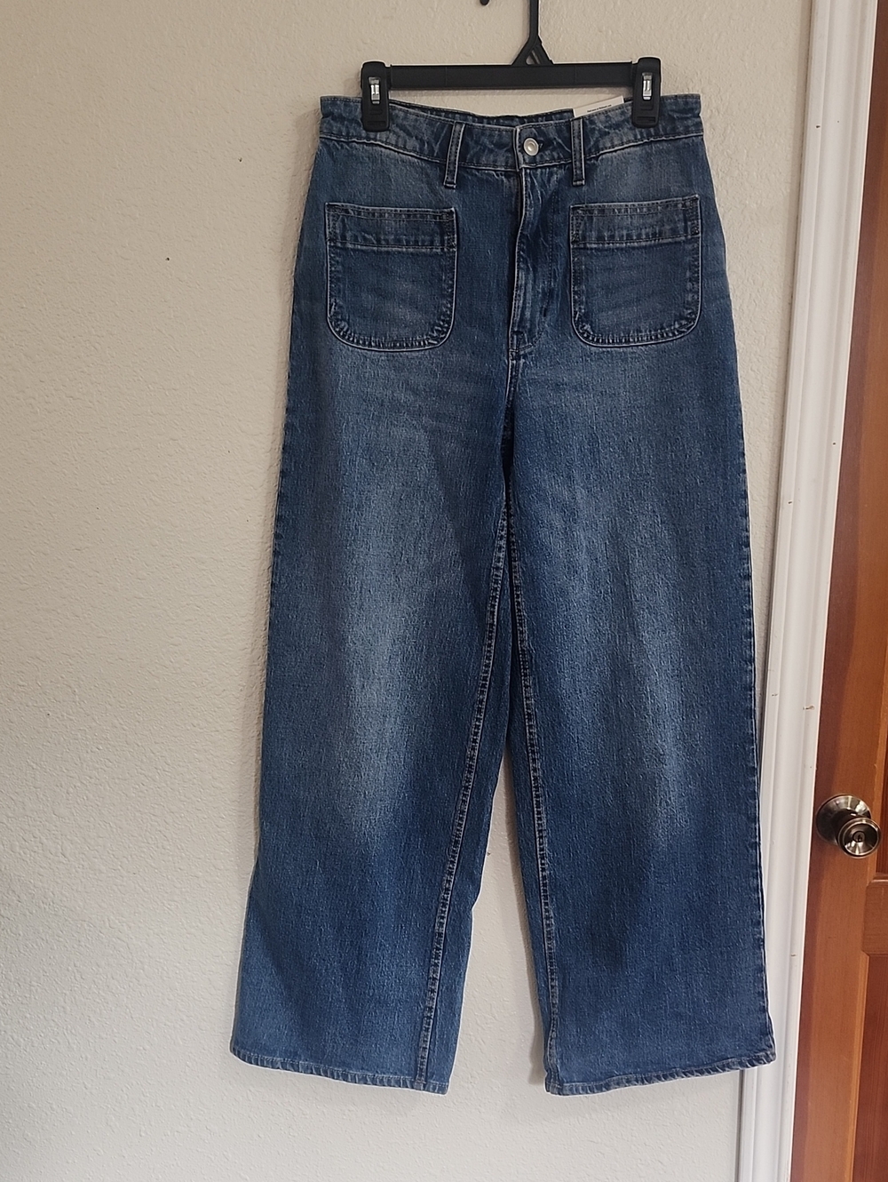 Women's High-Waist Wide Leg Jeans - Blue Denim